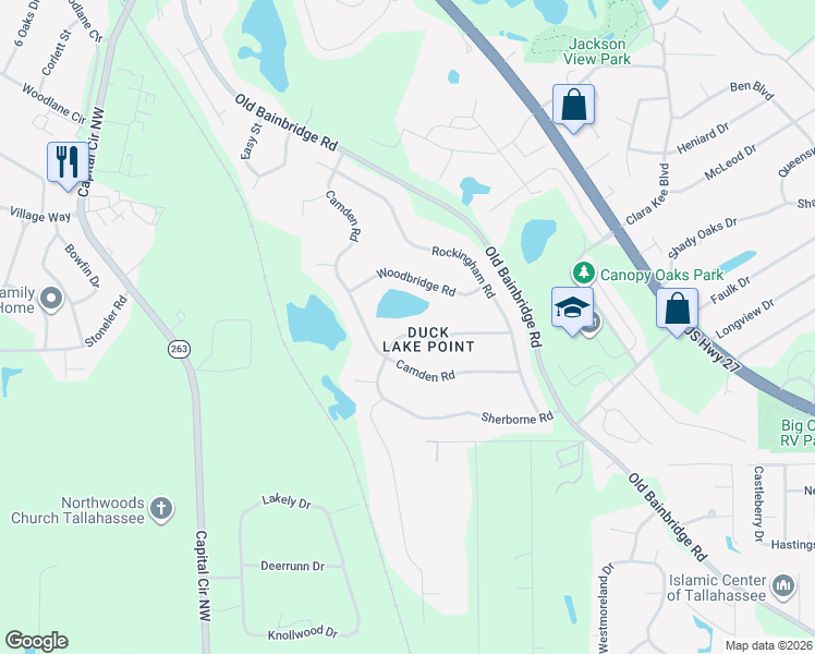 map of restaurants, bars, coffee shops, grocery stores, and more near 4252 Kensington Road in Tallahassee