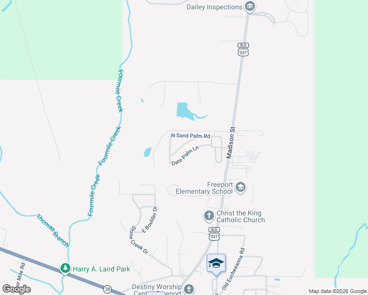 map of restaurants, bars, coffee shops, grocery stores, and more near 184 North Sand Palm Road in Freeport