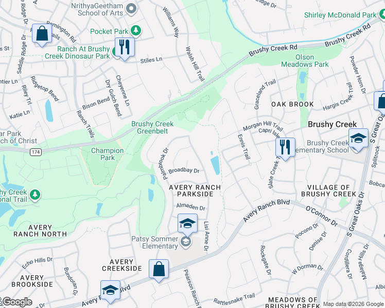 map of restaurants, bars, coffee shops, grocery stores, and more near 9813 Rias Way in Austin