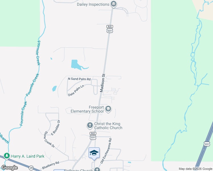 map of restaurants, bars, coffee shops, grocery stores, and more near 15139 Madison Street in Freeport