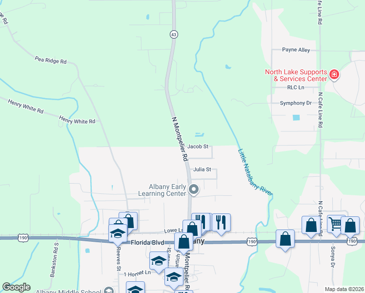 map of restaurants, bars, coffee shops, grocery stores, and more near 30961 North Montpelier Road in Albany