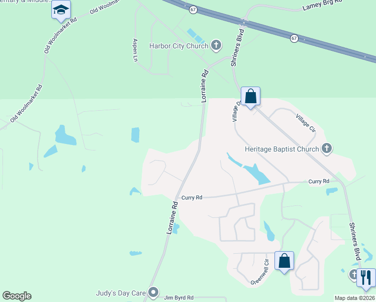 map of restaurants, bars, coffee shops, grocery stores, and more near 15403 Lorraine Road in Biloxi