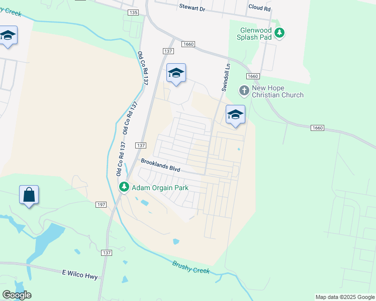 map of restaurants, bars, coffee shops, grocery stores, and more near 219 Timber Brook Drive in Hutto