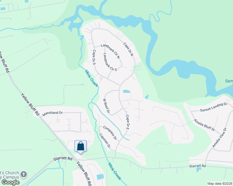map of restaurants, bars, coffee shops, grocery stores, and more near 15076 Cape Drive East in Jacksonville