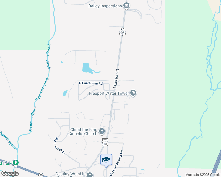 map of restaurants, bars, coffee shops, grocery stores, and more near 15139 Madison Street in Freeport