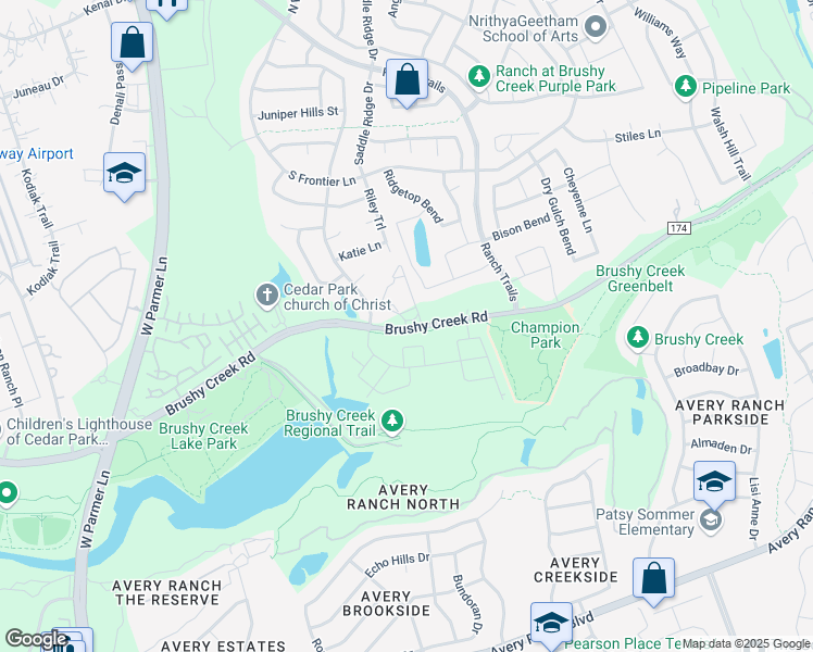map of restaurants, bars, coffee shops, grocery stores, and more near 3803 County Road 174 in Cedar Park