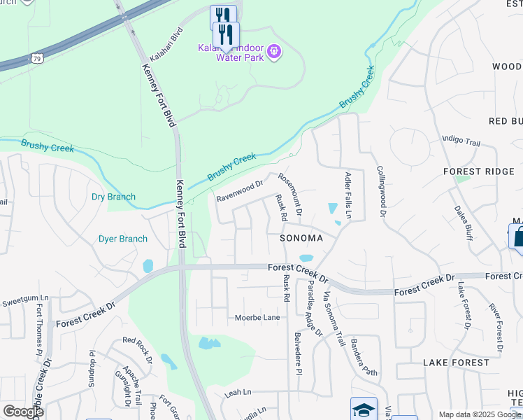 map of restaurants, bars, coffee shops, grocery stores, and more near 613 Crane Canyon Place in Round Rock
