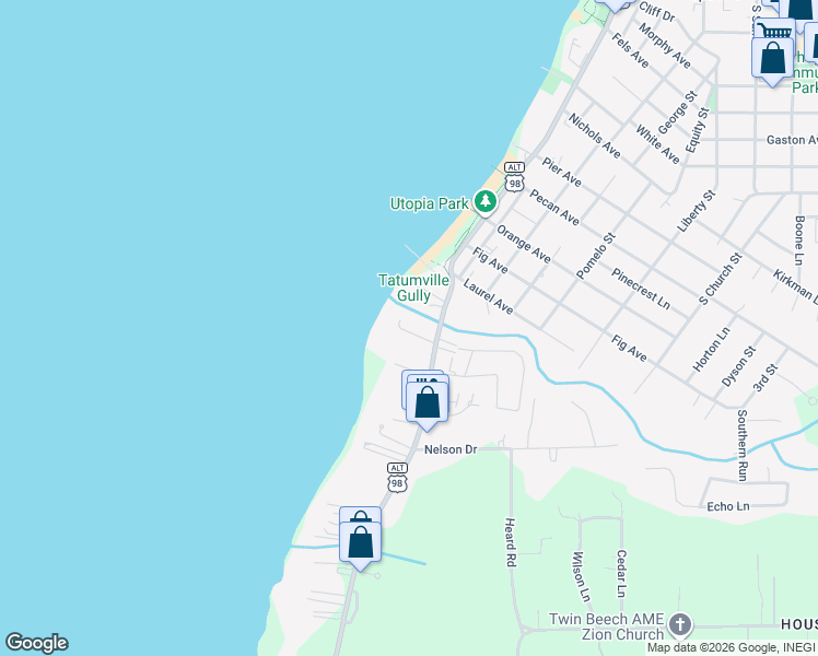 map of restaurants, bars, coffee shops, grocery stores, and more near 6013 Rutherford Lane in Fairhope