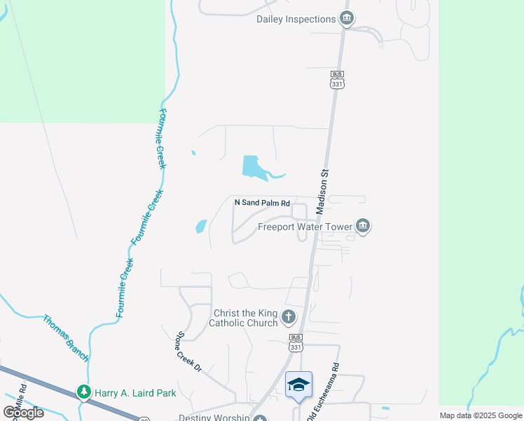 map of restaurants, bars, coffee shops, grocery stores, and more near 146 Palm Shadow Way in Freeport