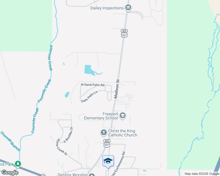 map of restaurants, bars, coffee shops, grocery stores, and more near 146 Palm Shadow Way in Freeport
