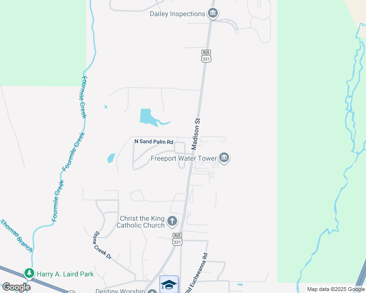 map of restaurants, bars, coffee shops, grocery stores, and more near 31 North Sand Palm Road in Freeport