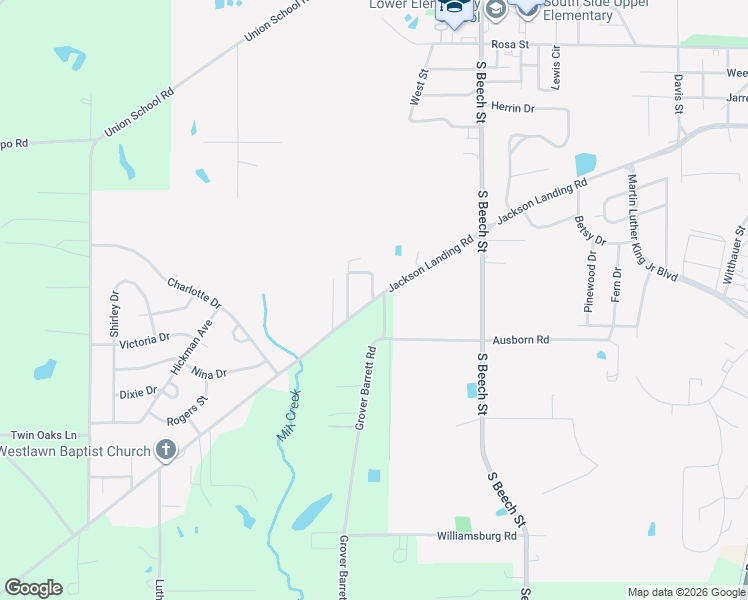 map of restaurants, bars, coffee shops, grocery stores, and more near Jackson Landing Road in Picayune
