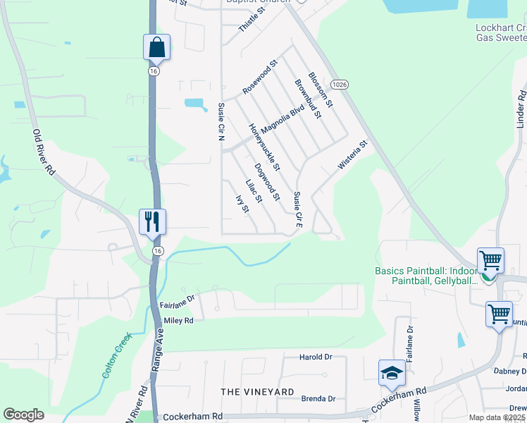 map of restaurants, bars, coffee shops, grocery stores, and more near 30841 Lilac Street in Denham Springs