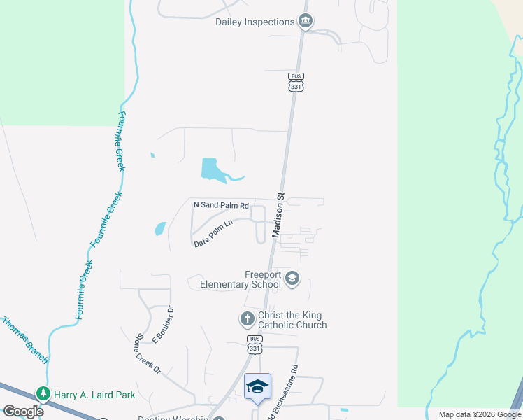 map of restaurants, bars, coffee shops, grocery stores, and more near 146 Palm Shadow Way in Freeport