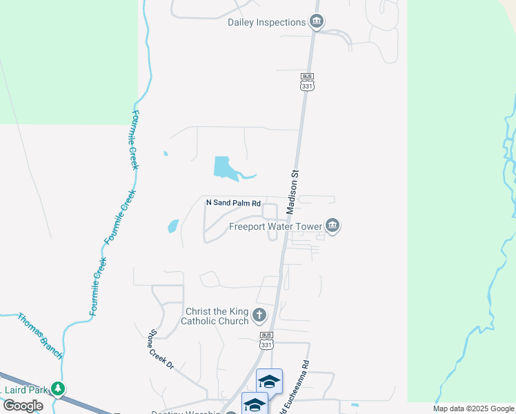 map of restaurants, bars, coffee shops, grocery stores, and more near 146 Palm Shadow Way in Freeport