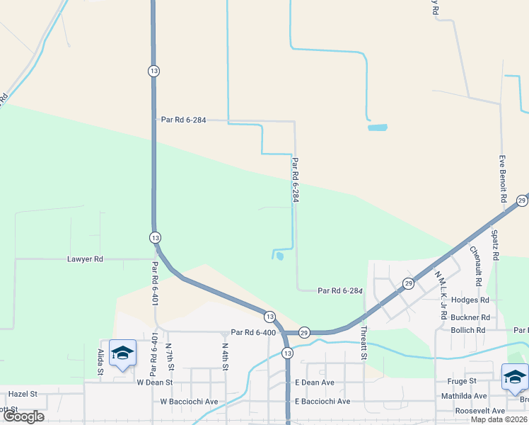 map of restaurants, bars, coffee shops, grocery stores, and more near 181 Huval Lane in Eunice