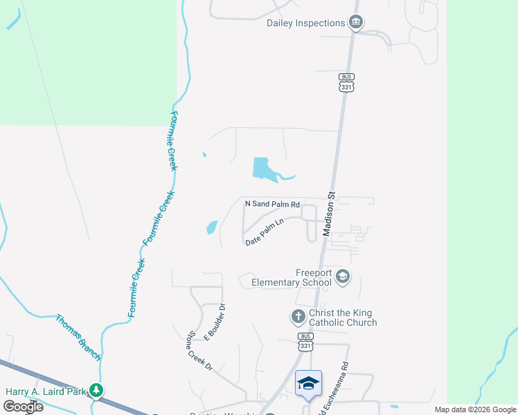 map of restaurants, bars, coffee shops, grocery stores, and more near 184 North Sand Palm Road in Freeport