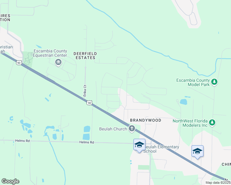 map of restaurants, bars, coffee shops, grocery stores, and more near 7590 Mobile Highway in Pensacola