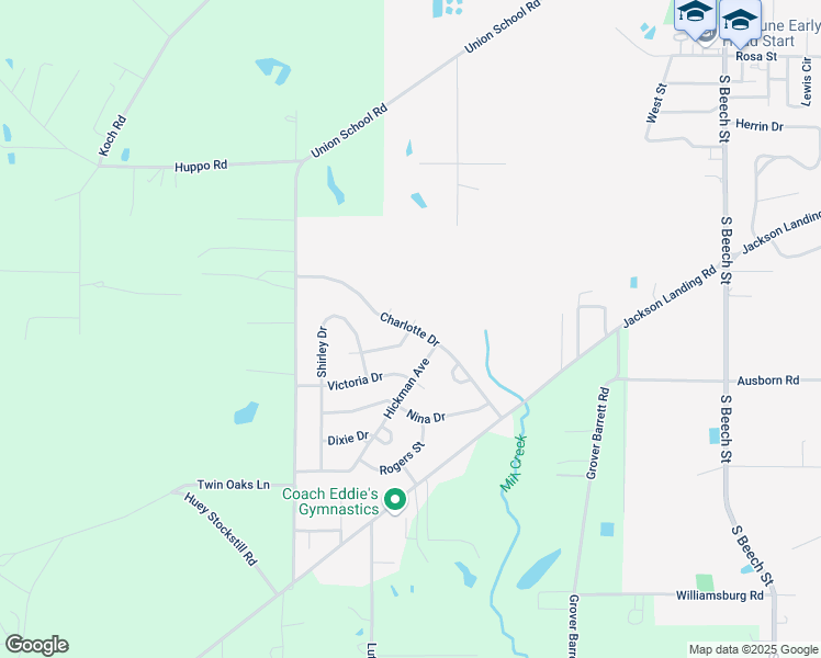 map of restaurants, bars, coffee shops, grocery stores, and more near 2401 Laura Drive in Picayune
