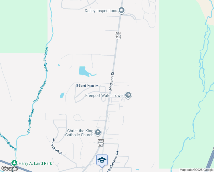 map of restaurants, bars, coffee shops, grocery stores, and more near 15139 Madison Street in Freeport