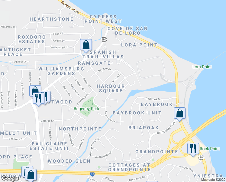 map of restaurants, bars, coffee shops, grocery stores, and more near 4661 Tradewinds Drive in Pensacola