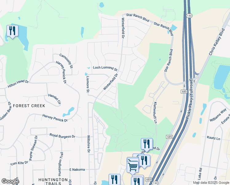 map of restaurants, bars, coffee shops, grocery stores, and more near 306 Danish Drive in Hutto