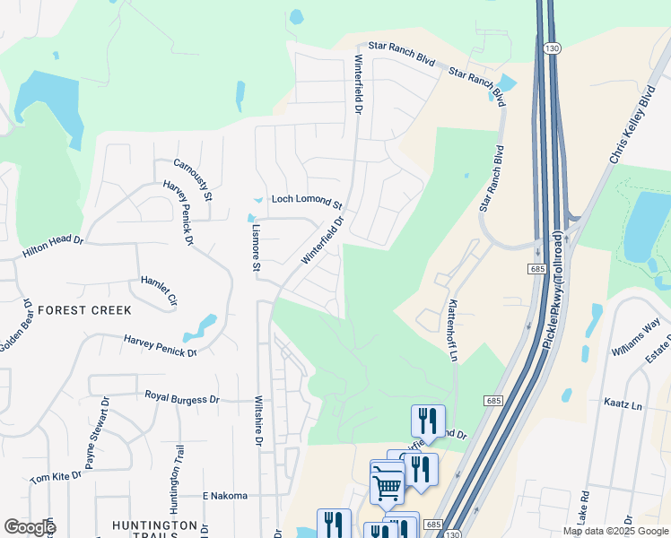 map of restaurants, bars, coffee shops, grocery stores, and more near 306 Danish Drive in Hutto