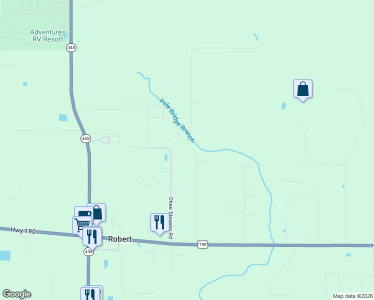 map of restaurants, bars, coffee shops, grocery stores, and more near 45244 Obee Stevens Road in Robert