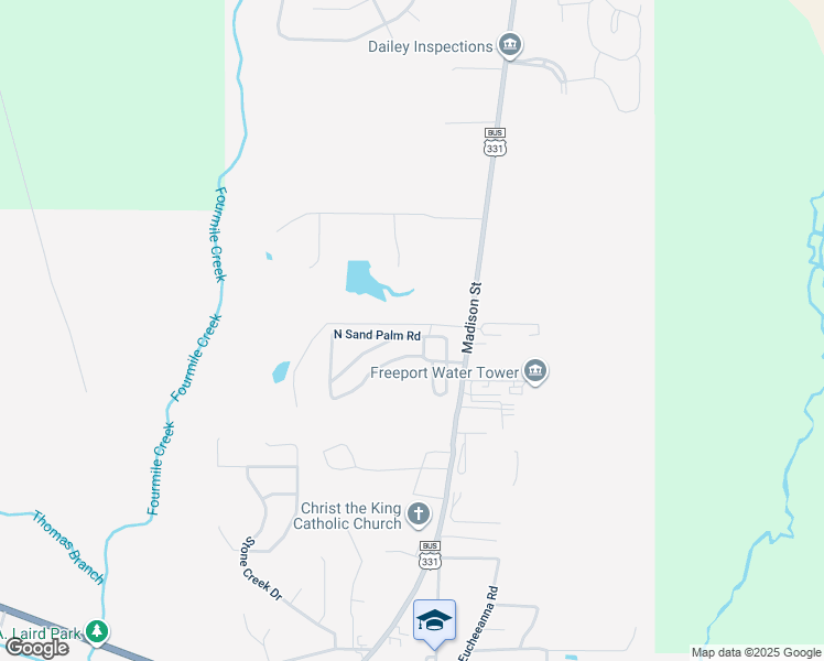 map of restaurants, bars, coffee shops, grocery stores, and more near 68 North Sand Palm Road in Freeport
