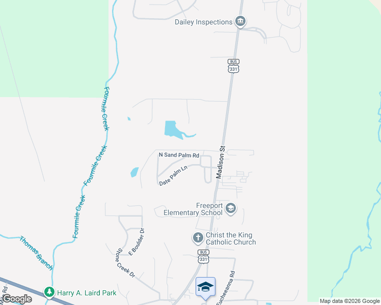 map of restaurants, bars, coffee shops, grocery stores, and more near 184 North Sand Palm Road in Freeport