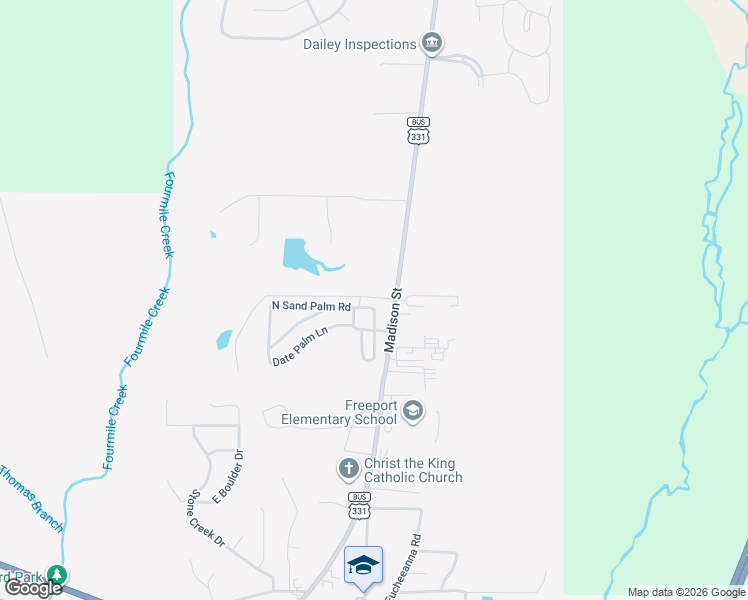 map of restaurants, bars, coffee shops, grocery stores, and more near 68 North Sand Palm Road in Freeport