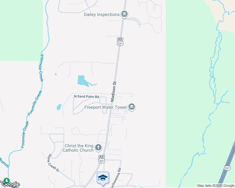 map of restaurants, bars, coffee shops, grocery stores, and more near 15031 U.S. 331 Bus in Freeport