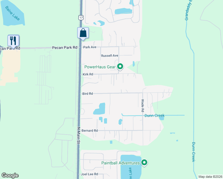 map of restaurants, bars, coffee shops, grocery stores, and more near 227 Bird Road in Jacksonville