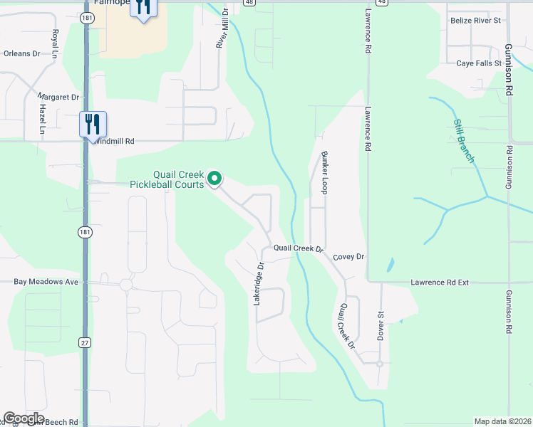 map of restaurants, bars, coffee shops, grocery stores, and more near 19741 Hunters Loop in Fairhope