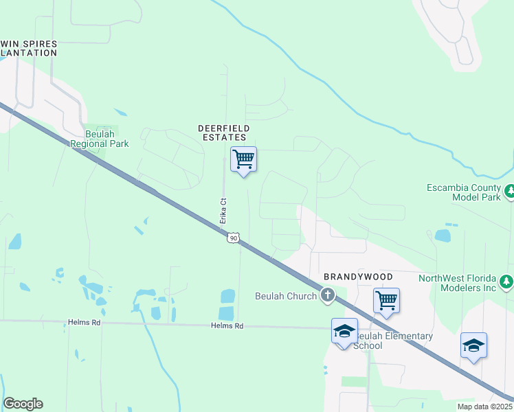 map of restaurants, bars, coffee shops, grocery stores, and more near 7722-7798 T-Jar Drive in Pensacola