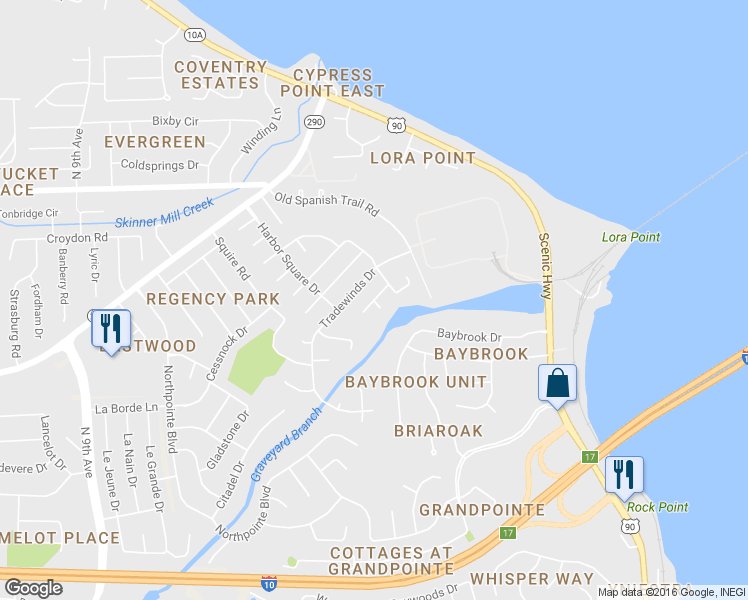 map of restaurants, bars, coffee shops, grocery stores, and more near 5099 Yacht Harbor Circle in Pensacola