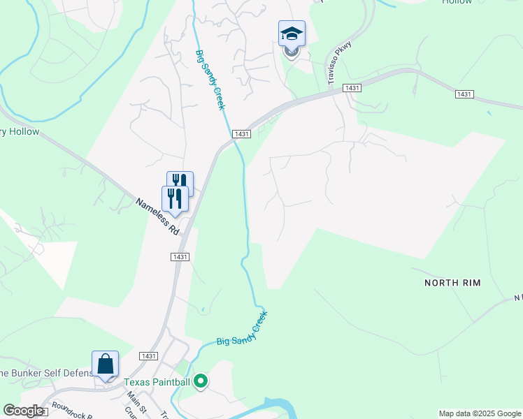 map of restaurants, bars, coffee shops, grocery stores, and more near 18409 Angel Valley Drive in Leander