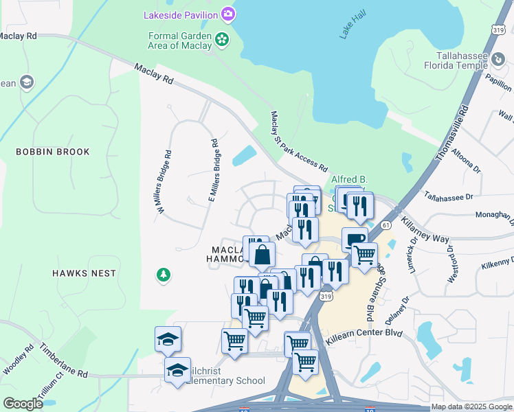 map of restaurants, bars, coffee shops, grocery stores, and more near 3883 Cameron Crossing in Tallahassee