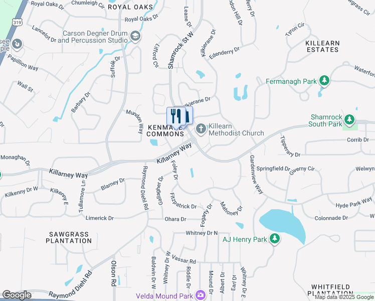map of restaurants, bars, coffee shops, grocery stores, and more near 2711 Killarney Way in Tallahassee