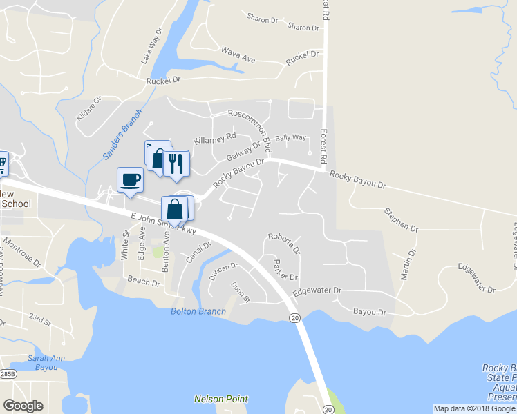 map of restaurants, bars, coffee shops, grocery stores, and more near 237 Hillside Drive in Niceville
