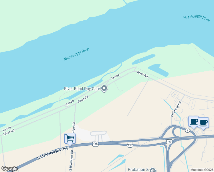 map of restaurants, bars, coffee shops, grocery stores, and more near 5511 River Road in Port Allen