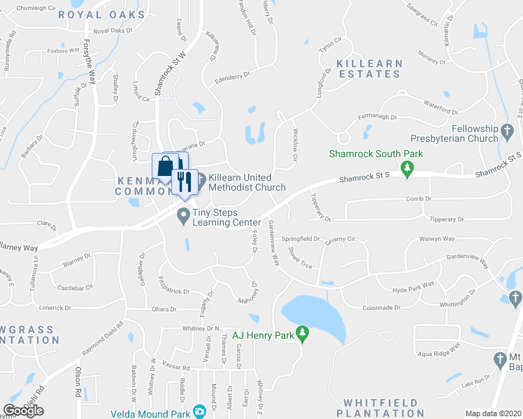 map of restaurants, bars, coffee shops, grocery stores, and more near 2840 Shamrock Street South in Tallahassee