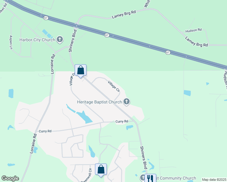 map of restaurants, bars, coffee shops, grocery stores, and more near 15469 Village Cir in Biloxi