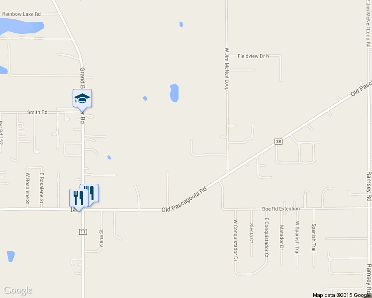 map of restaurants, bars, coffee shops, grocery stores, and more near 11939 Estel Waller Ln in Grand Bay