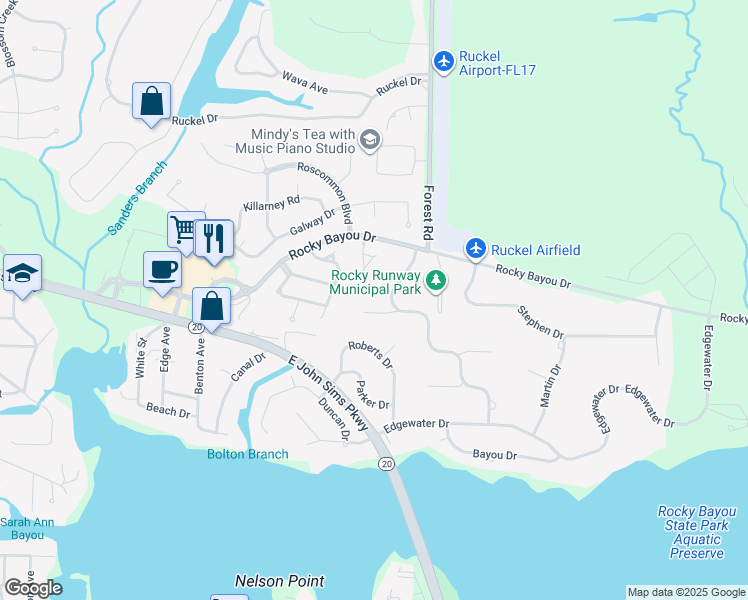 map of restaurants, bars, coffee shops, grocery stores, and more near 108 Drew Court in Niceville