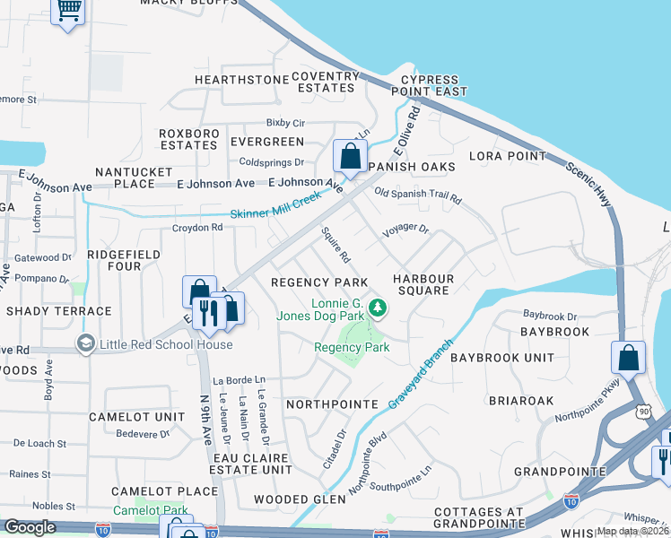 map of restaurants, bars, coffee shops, grocery stores, and more near 8226 Emperor Road in Pensacola