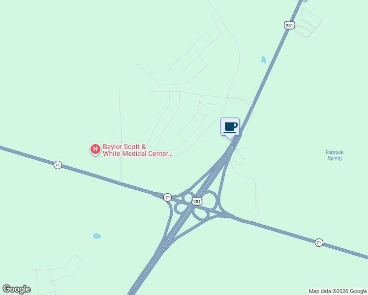 map of restaurants, bars, coffee shops, grocery stores, and more near U.S. 281 in Marble Falls