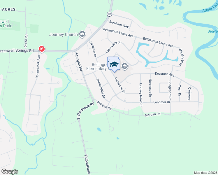 map of restaurants, bars, coffee shops, grocery stores, and more near 6520 Thelmadale Drive in Central