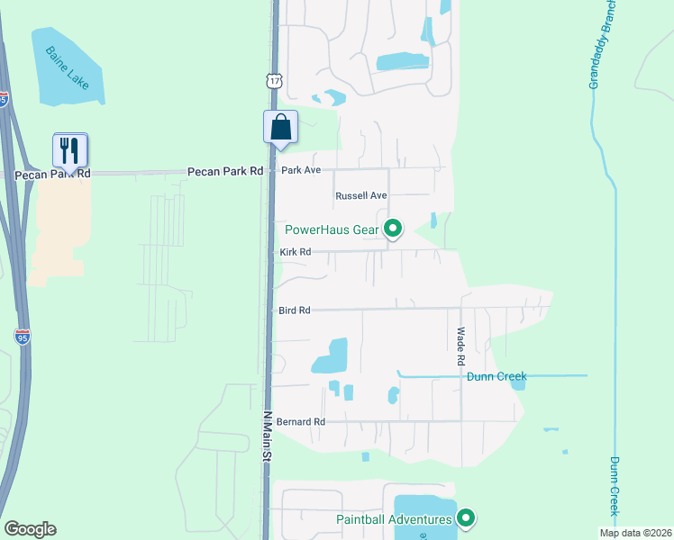 map of restaurants, bars, coffee shops, grocery stores, and more near 122 Kirk Road in Jacksonville