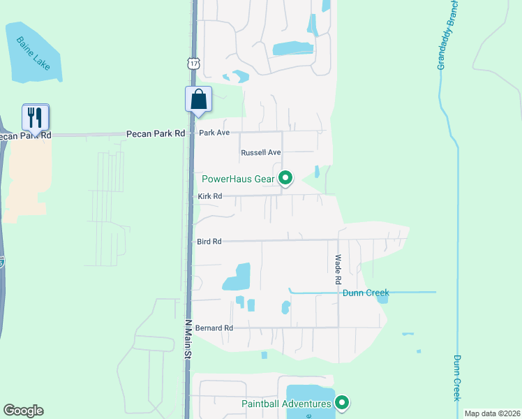 map of restaurants, bars, coffee shops, grocery stores, and more near 218 Kirk Road in Jacksonville